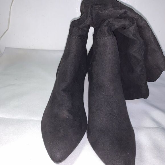 Women's Sock Fashion Boots Kohl's SO size 9 Mid Calf , Black Suade Block Heel - Picture 9 of 15